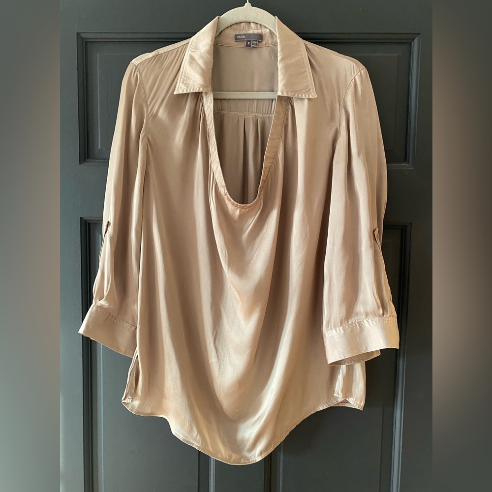 Satin shirt with round collar by Vince